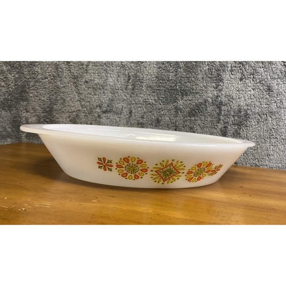 Vintage Oven Ware Milk Glass Divided Serving Dish - Picture 2 of 11